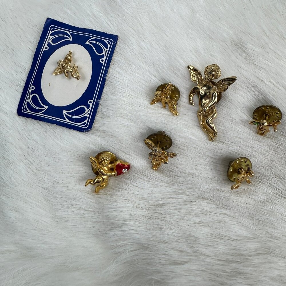 Set of 7 Guardian Angel Lapel Pins Cherub